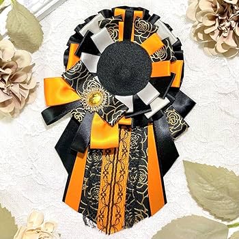 Amazon.co.jp: 痛ロゼットオレンジ×ブラック缶バッジロゼット